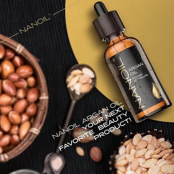 Arganolja Nanoil Argan Oil 50ml - naturlig, kallpressad och oraffinerad arganolja för ansikte, kropp och hår