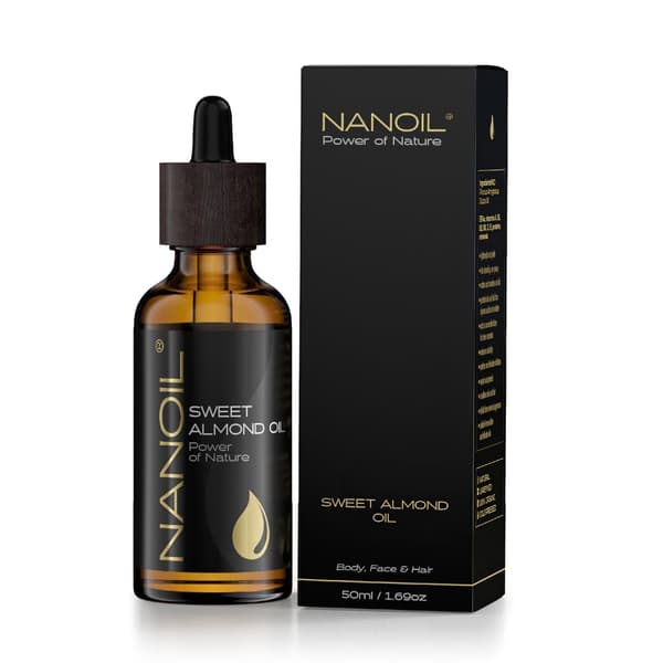 Mandelolja Nanoil Almond Oil 50ml - naturlig, kallpressad och oraffinerad arganolja för ansikte, kropp och hår