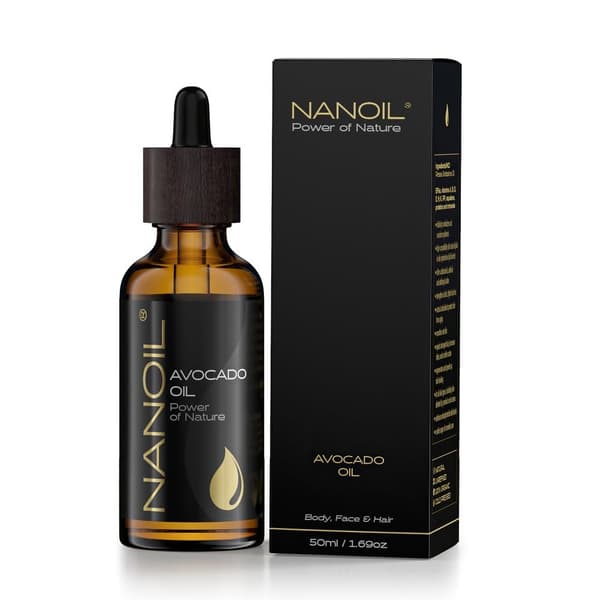 Avokadoolja Nanoil Avocado Oil 50ml - naturlig, kallpressad och oraffinerad arganolja för ansikte, kropp och hår