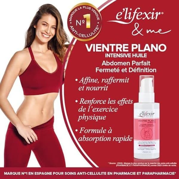 Elixir | Vientre Plano Intensive Oil | Omformar, dränerar, tonar och stramar upp magen | Med rosa peppar och grapefrukt