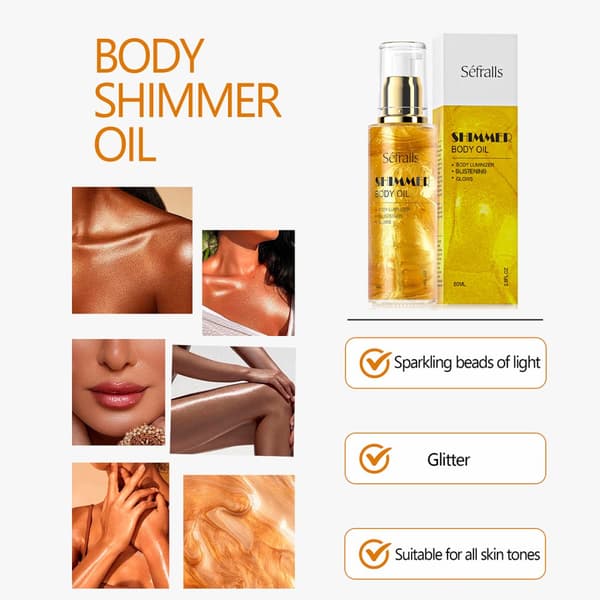 Shimmer Body Oil, 80 ml x 3, Fuktgivande, Silkeslen Konsistens,GULD