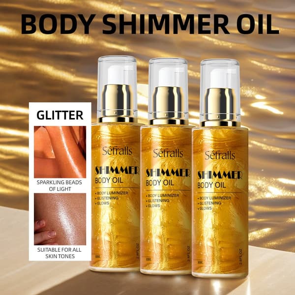 Shimmer Body Oil, 80 ml x 3, Fuktgivande, Silkeslen Konsistens,GULD