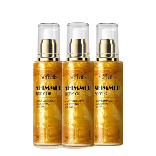 Shimmer Body Oil, 80 ml x 3, Fuktgivande, Silkeslen Konsistens,GULD