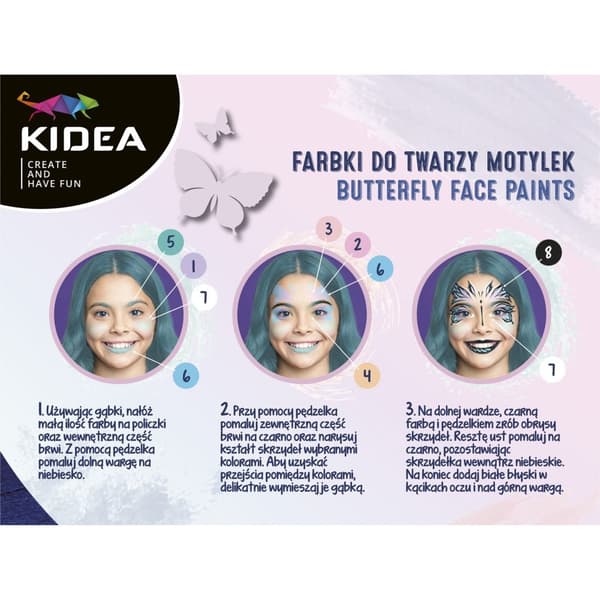 Butterfly kasvot maalaa pastellivärejä Kidea