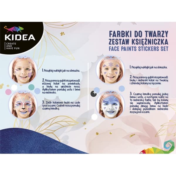 Ansigtsmaling sæt med klistermærker Princess Kidea