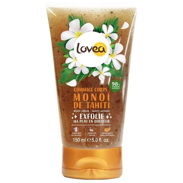 Gommage för kropp - Lovea - Monoï de Tahiti - 100% naturliga korn - Monoï olja - 150ml