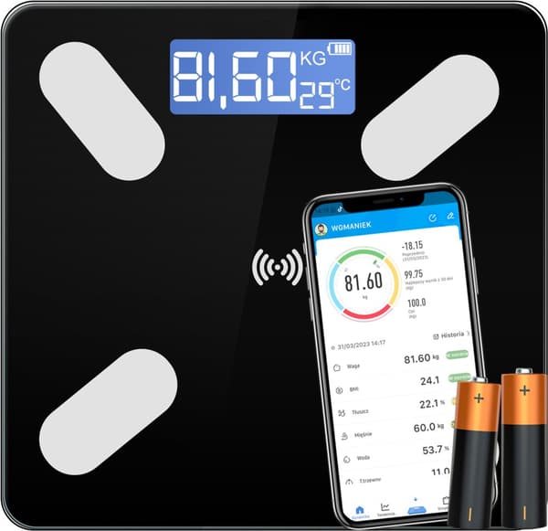 SMART ANALYTISK BADRUMSVÅG 25 I 1 APK LCD 180 KG - SPÅR DINA FRAMSTEG