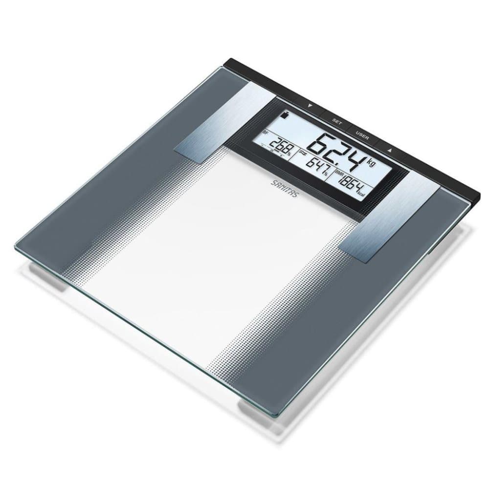 Sanitas Kroppsanalysevekt glass 180 kg hvit og svart SBG 21