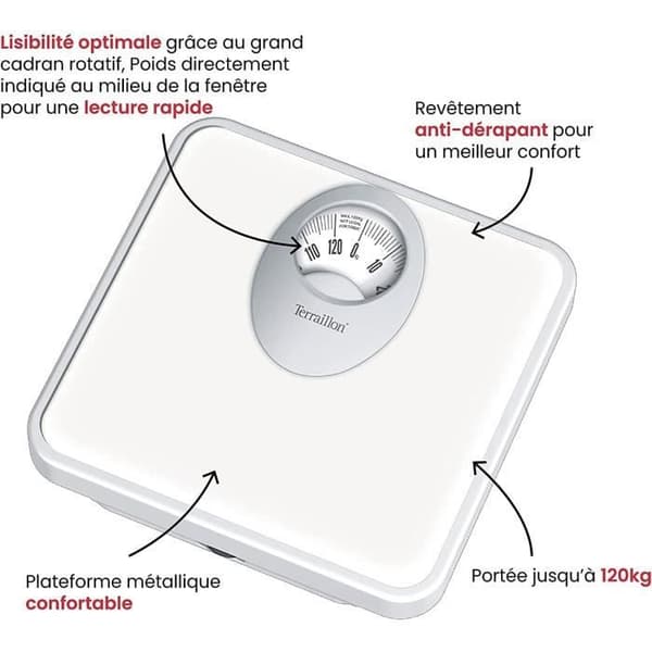TERRAILLON T61 Mekanisk badrumsskala - Vit