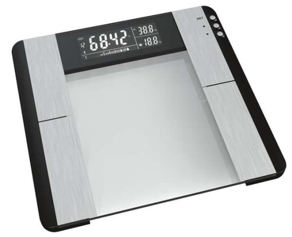 Emos PT718, Sähkökäyttöinen henkilövaaka, 150 kg, Hopea, kg, lb, ST, Suorakulmio, Lasi