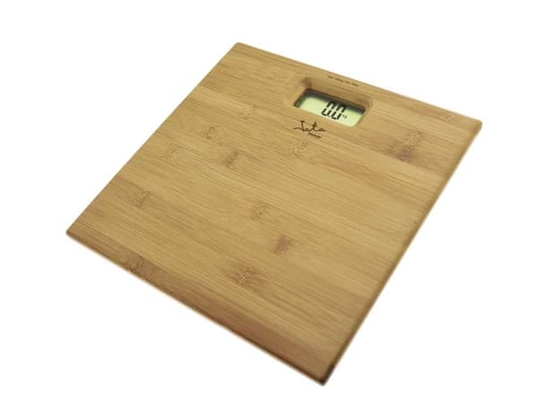 JATA 489, Elektronisk personvekt, 150 kg, 100 g, Bamboo, kg, lb, ST, Rektangel