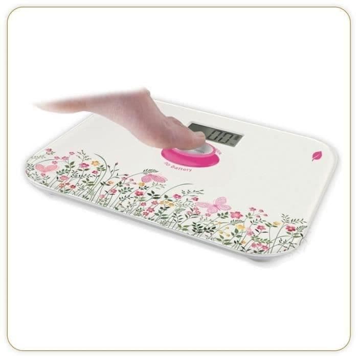 LITTLE BALANCE 8328 Kinetic, skala utan batteri, uppladdningsbar med sin Little Balance-knapp, 180 kg / 100 g, blommig