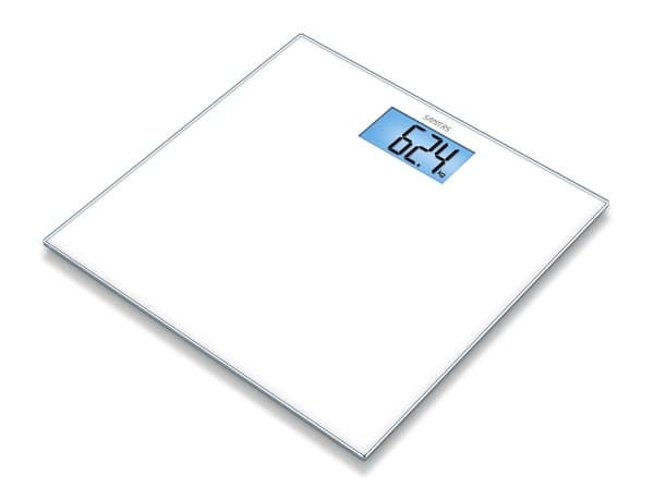 Sanitas SGS 03, Sähkökäyttöinen henkilövaaka, 150 kg, 100 g, Valkoinen, kg, lb, ST, Lasi