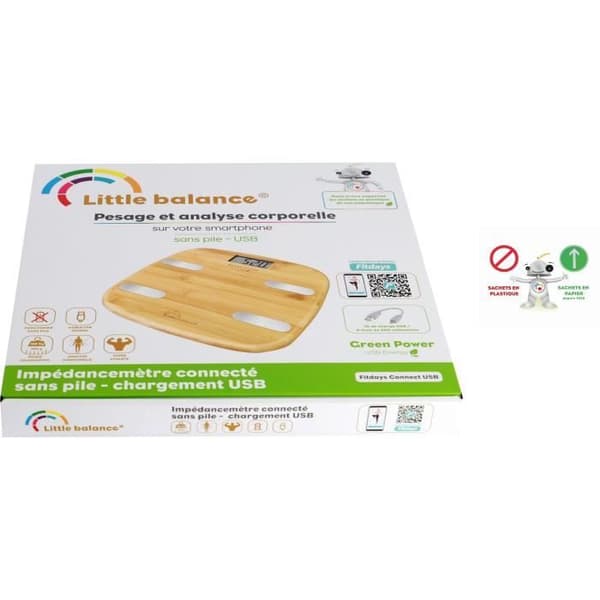 Little Balance Connect Bamboo USB Personal Scale GREEN POWER 8359 impedansmätare