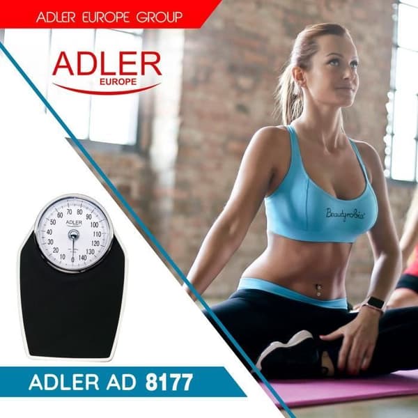 Analog personvåg, mekanisk 150 kg, precision, halkfri, utan batterier Adler AD8177 Vit/Grå 06886