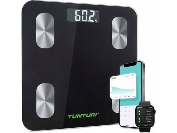 Tunturi 14TUSSP001, Elektronisk personvekt, 180 kg, 100 g, Sort, Sølv, kg/lb, firkant