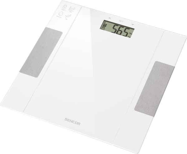Sencor SBS 5051WH, Sähkökäyttöinen henkilövaaka, 150 kg, 100 g, Valkoinen, kg/lb, Suorakulmio