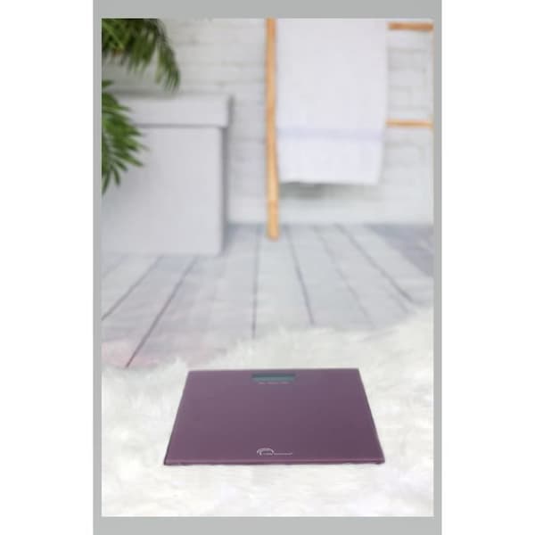 Elektronisk personvåg - LITTLE BALANS - 160 kg max - härdat glasskiva - plommonfärg