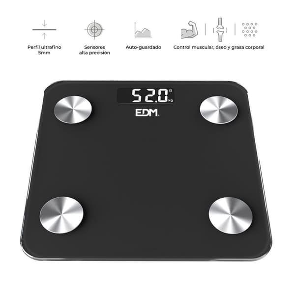 Digital badevægt EDM 07613 Body Composition Sort 180 kg