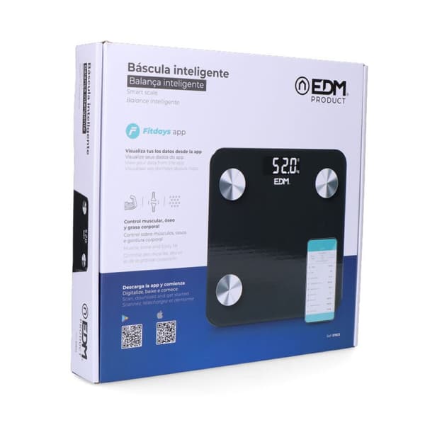 Digital badevægt EDM 07613 Body Composition Sort 180 kg