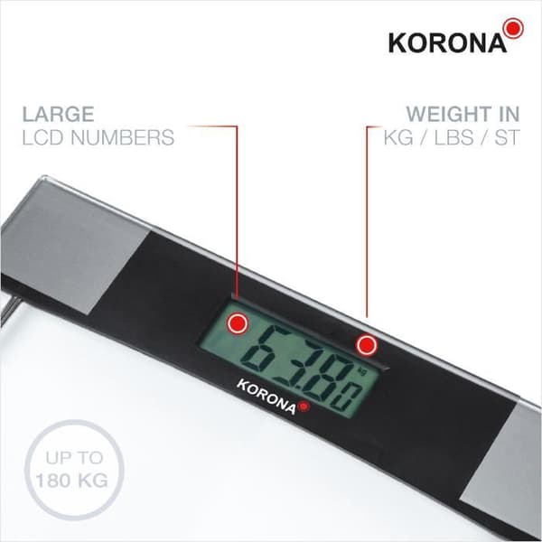 Korona 74551 SVENJA Digital Personvåg | Lastkapacitet 180 kg, gradering 100 g | Tidlös design