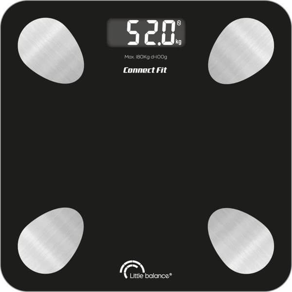 Personvåg - LITTLE BALANCE - 8685 - Connect fit duo kit - Batterier - Impedansmätare + anslutet hopprep - 190 kg/100 g - Svart