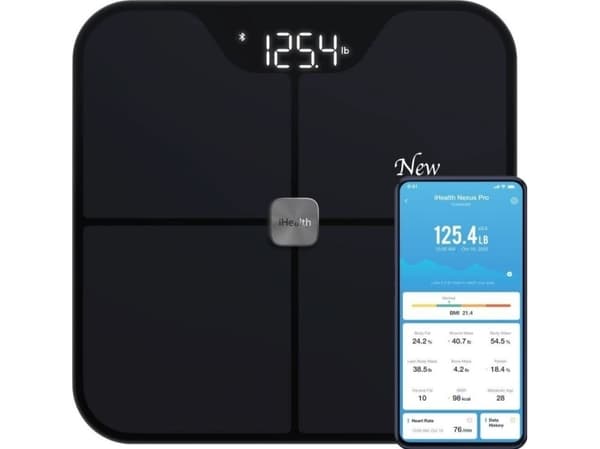 iHealth | Trådløs vekt for kroppssammensetning | Nexus Pro | Maks vekt (løftekapasitet) 181 kg | Body Mass Index (BMI) Måling | Svart