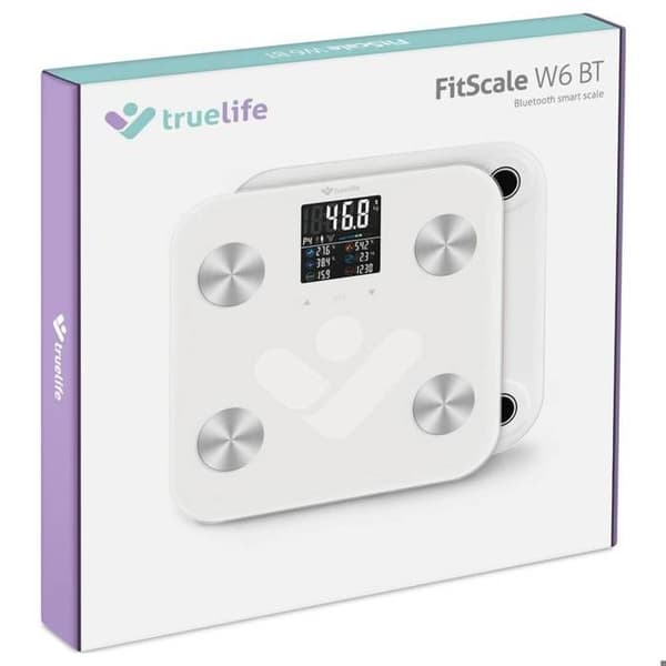 truelife FitScale W6 BT Digital personvåg Vägområde (max.)=180 kg vit, grå med Bluetooth