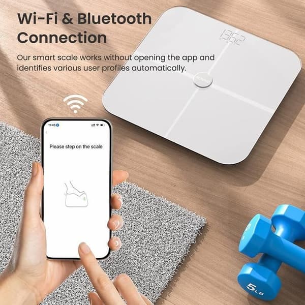 Balance Connectée RENPHO Wi-Fi, Pesis-Personer av Kroppsfett Bluetooth Vit
