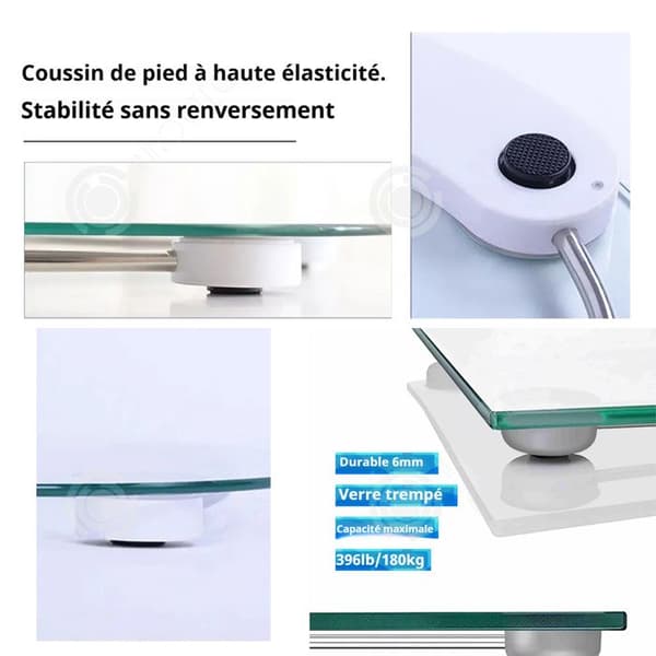 INN Balans 30x30CM Högnoggrann Sensor 5 mm Härdat glas Panel Maximal belastning 180kg Batteridriven Personvåg