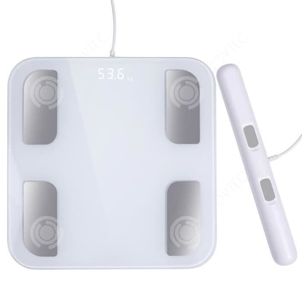 INN Intelligent Elektronisk Balans 30x30cm 8 elektroder Fett/Muskel Analys HD Skärm Härdat Glas Max Belastning 180kg Personvåg