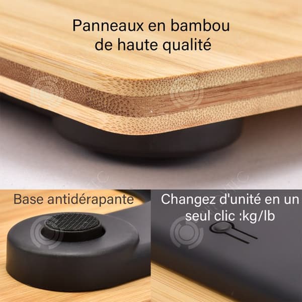 INN-våg 28x28CM Naturbambu-panel HD-skärm Viktprecision Stöder upp till 180KG Batteridriven Personvåg