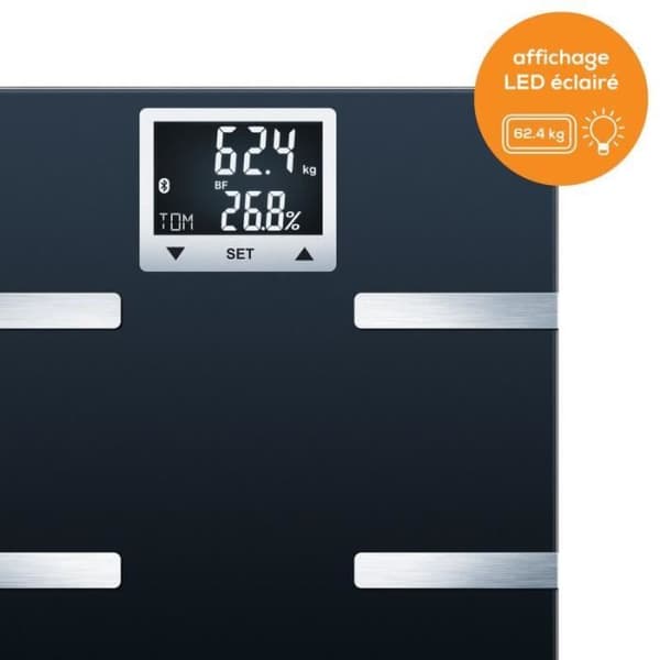BEURER BF 720 BT - Bluetooth-ansluten kroppsimpedansskala - Beräknar BMI, muskelfrekvens och benmassa
