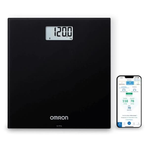 Omron HN300 - Ansluten digital personvåg svart 150Kg LCD-skärm