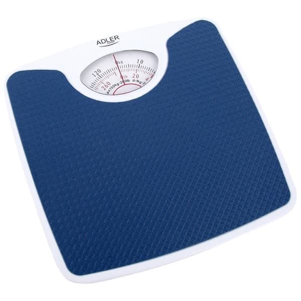 Mekanisk personvåg, 130 kg, hög precision, halkfri yta Adler AD8151BBlanco/azul