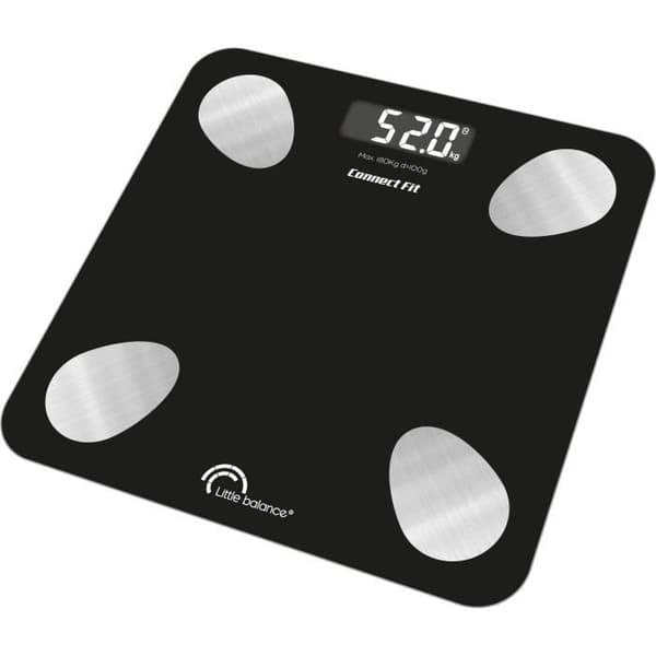Personvægt - LITTLE BALANCE - 8685 - Connect fit duo kit - Batterier - Impedansmåler + tilsluttet sjippetov - 190 kg/100 g - Sort