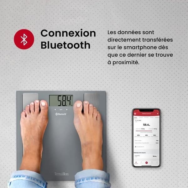 Pese Person Connected - Terraillon - Smart Connect - Grå