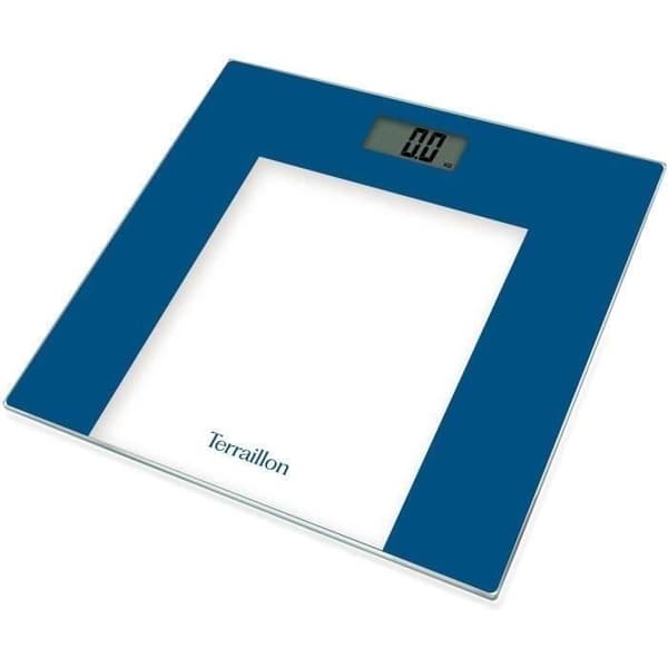 Personvåg - TERRAILLON - TP1000 - elektronisk - Blå - Kapacitet 150 kg - Glasskiva - 30x30 cm