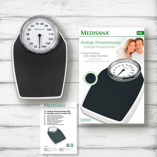MEDISANA PSD 4046 Mekanisk Badevægt - Chic Retro Design - 500g Graduering - 150kg Kapacitet
