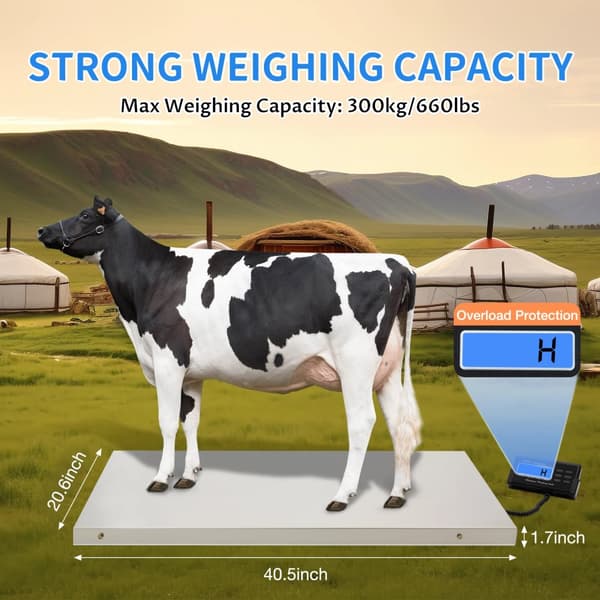 Digital kæledyrsvægt, 660 lbs kapacitet, letlæselig LCD,SOM VIST, 300 kg