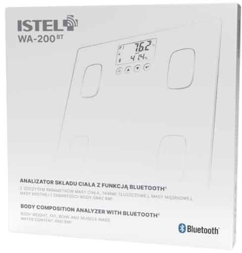 ISTEL WA-200 kehonkoostumusanalysaattorivaaka Bluetooth-toiminnolla 1 kpl