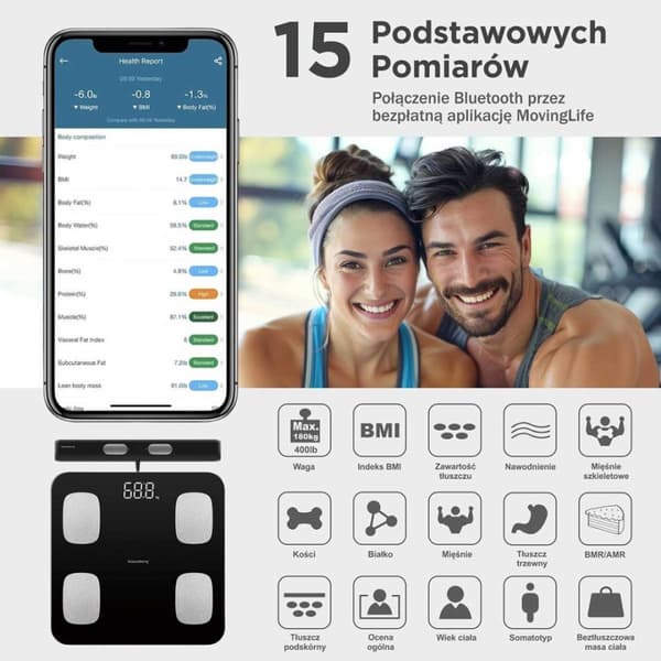 Analyyttinen kylpyhuonevaaka Älykäs iOS Android Klausberg Kb-7852 Lumarko!