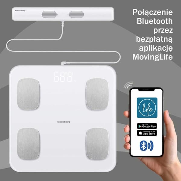 Analyyttinen kylpyhuonevaaka Älykäs iOS Android Klausberg Kb-7853 Lumarko!