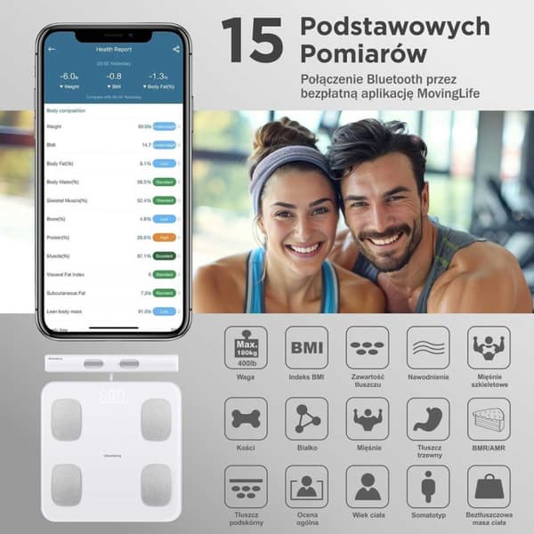 Analyyttinen kylpyhuonevaaka Älykäs iOS Android Klausberg Kb-7853 Lumarko!