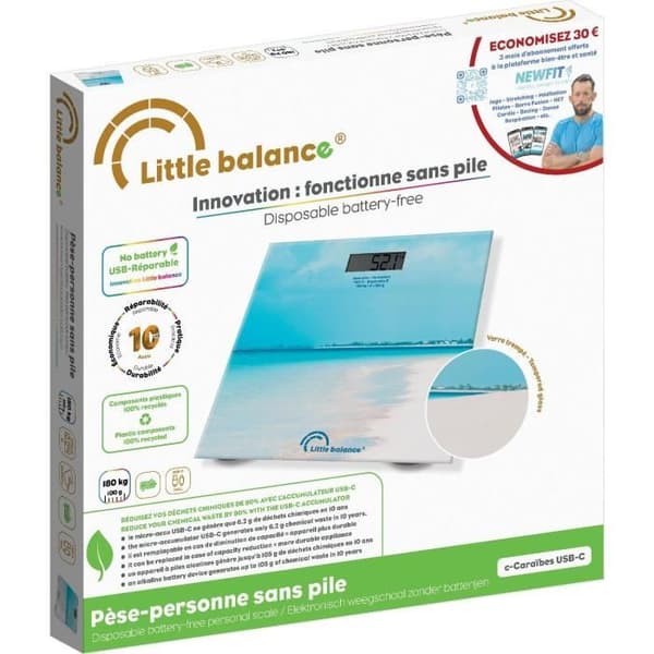 Badrumsvåg - LITTLE BALANCE - USB-C - Karibien