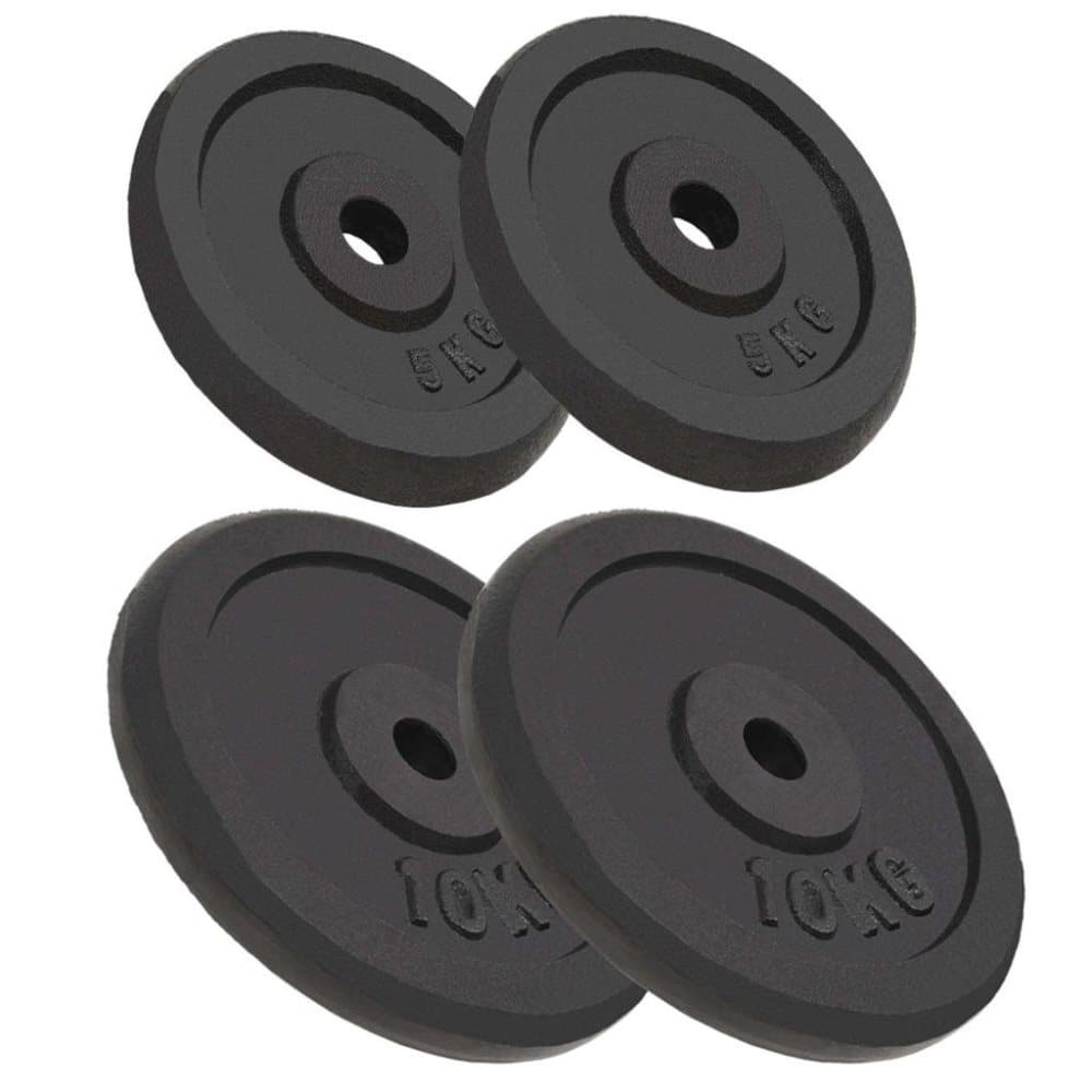 vidaXL vægtplader 4 stk. 2 x 10 kg + 2 x 5 kg støbejern