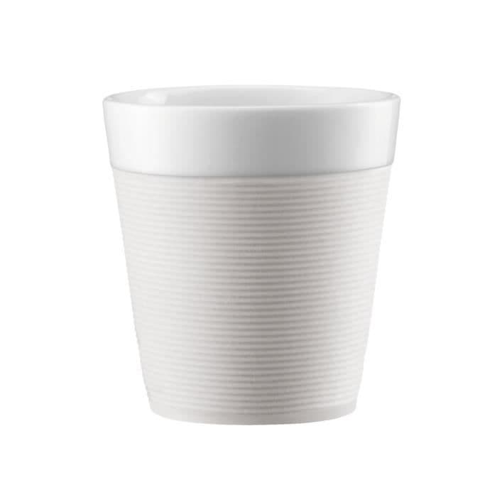 BODUM BISTRO Aseta 2 posliiniset mukit 0,17L kermanvalkoisella silikoninauhalla