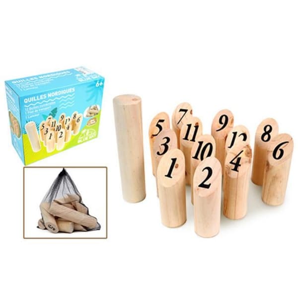 Kubb - MGM - Barn - 12 delar i trä - Förvaringsväska - Utomhus
