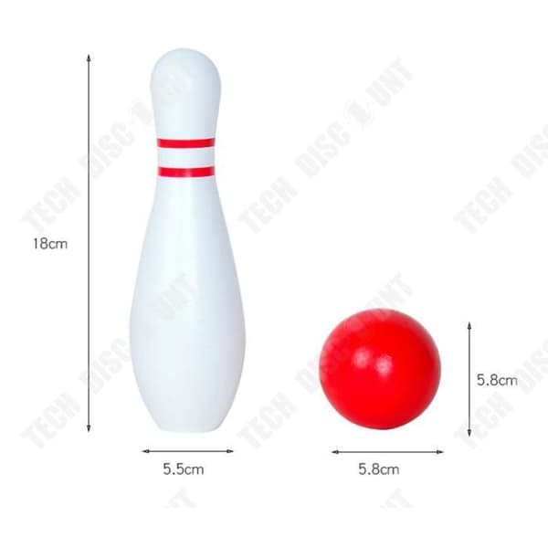 TD® Mini Bowling Game 10 käglor + 1 boll och 1 matta - Bowling för barn - Toy Skittle - Utomhusspel