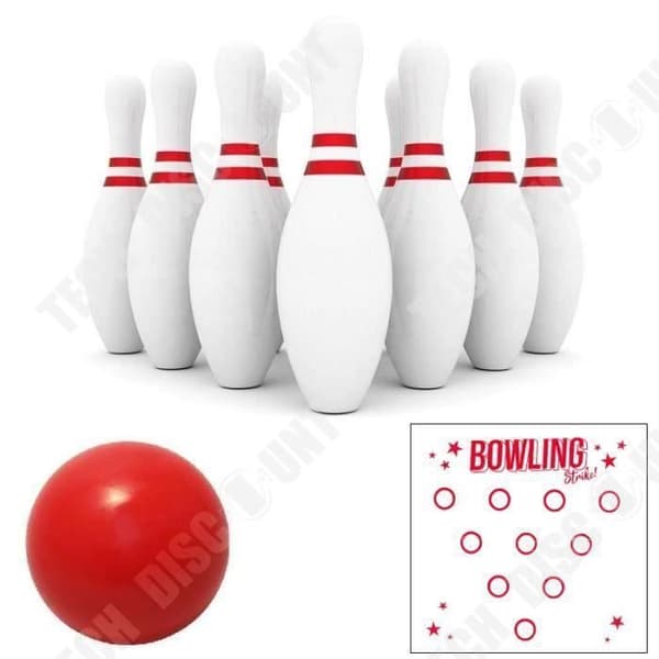 TD® Mini Bowling Game 10 käglor + 1 boll och 1 matta - Bowling för barn - Toy Skittle - Utomhusspel